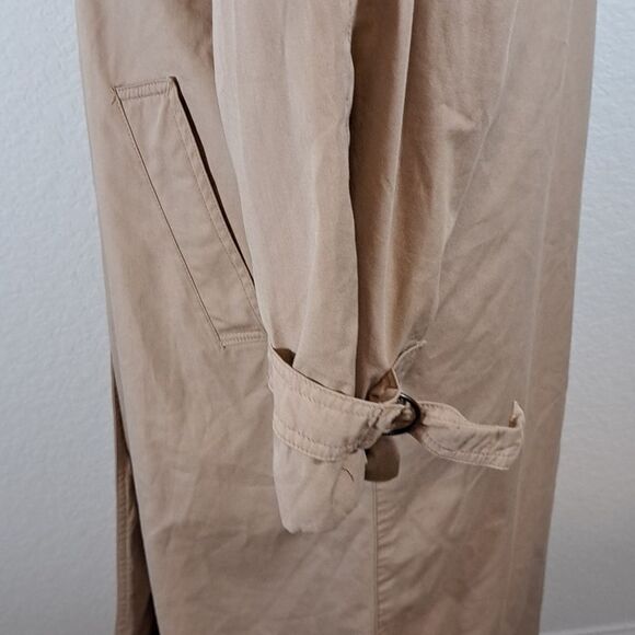 Classic Vintage Trench Coat Removable zipper Lining Pockets Funnel Neck Size 8 - Picture 4 of 16